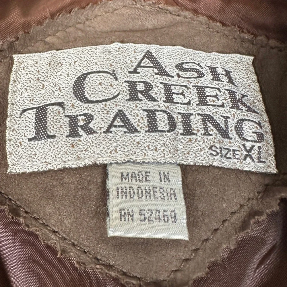 Ash Creek Trading Mens XL‎ Brown Genuine Leather Bomber Flight Jacket Vintage